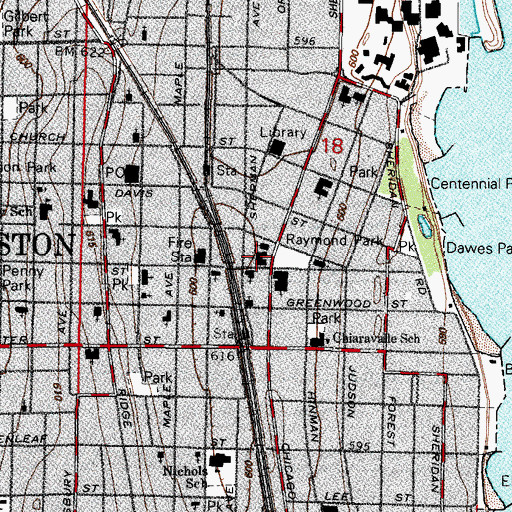 Topographic Map of First Baptist Church, IL