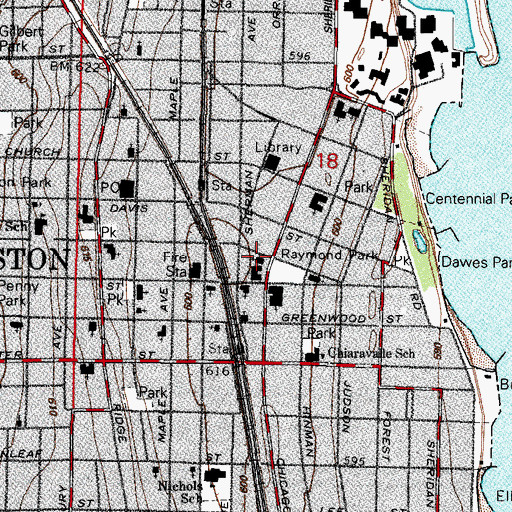 Topographic Map of First Church of Christ Scientist, IL