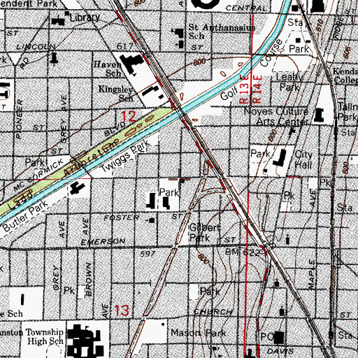 Topographic Map of First Church of God, IL