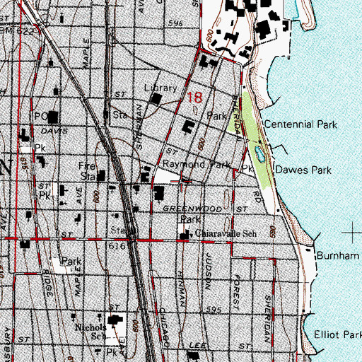 Topographic Map of First Congregational Church, IL