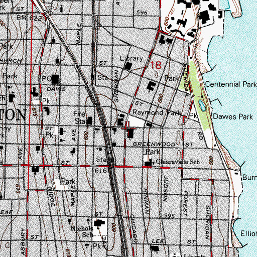 Topographic Map of First Presbyterian Church, IL