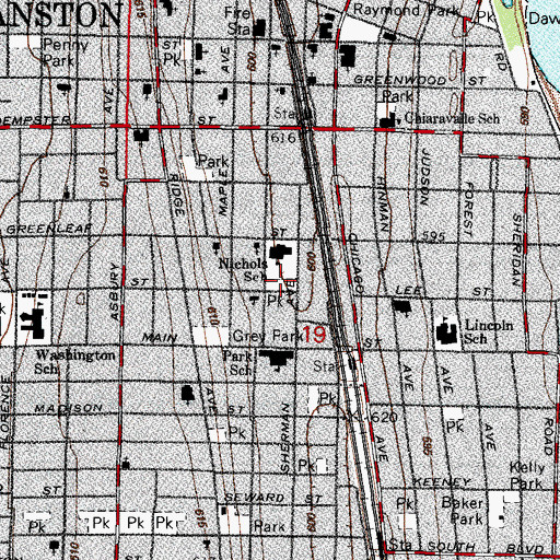 Topographic Map of Fitzsimmons Park, IL