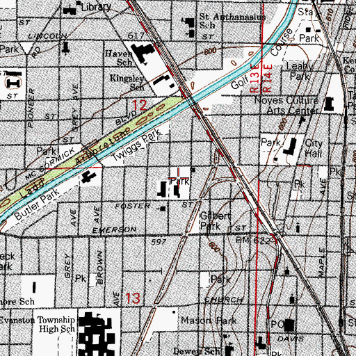 Topographic Map of Foster Field, IL