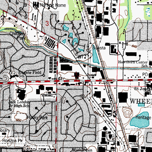Topographic Map of Gaslight Shopping Center, IL