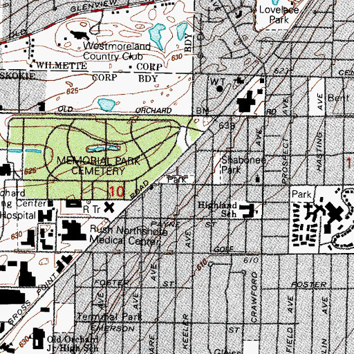 Topographic Map of Allen Weissburg Park, IL