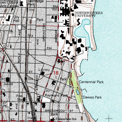 Topographic Map of Levere Memorial Temple, IL