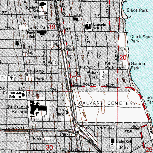 Topographic Map of Megowen Park, IL