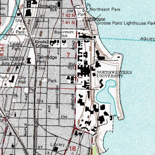 Topographic Map of Northwestern University Gymnasium (historical), IL