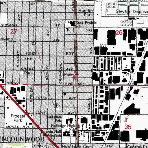 Topographic Map of Charles L O'Brien Park, IL