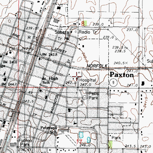 Topographic Map of Paxton Community Hospital (historical), IL