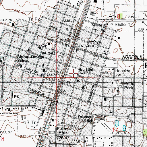 Topographic Map of Paxton Public School (historical), IL