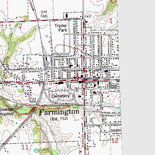 Topographic Map of Farmington Post Office, IL