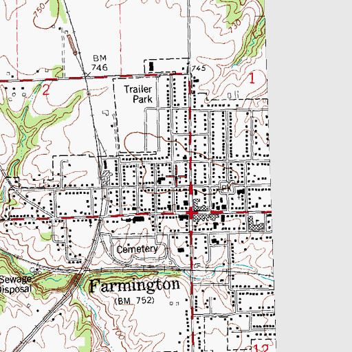 Topographic Map of First Baptist Church, IL