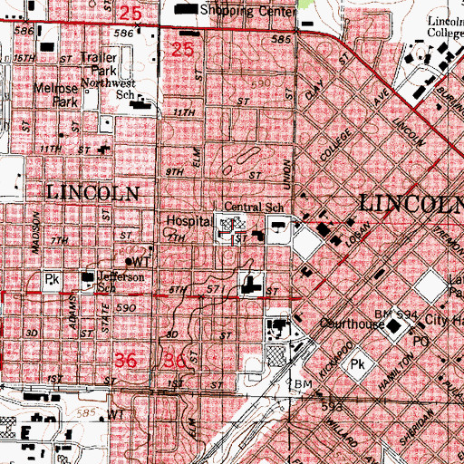 Topographic Map of Deaconess Memorial Rest Home, IL