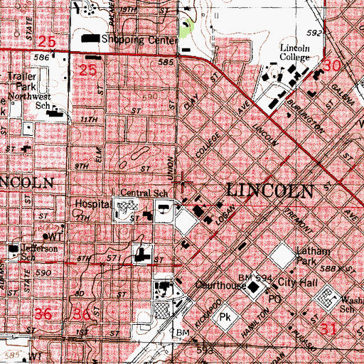 Topographic Map of First Church of Christ Scientist (historical), IL