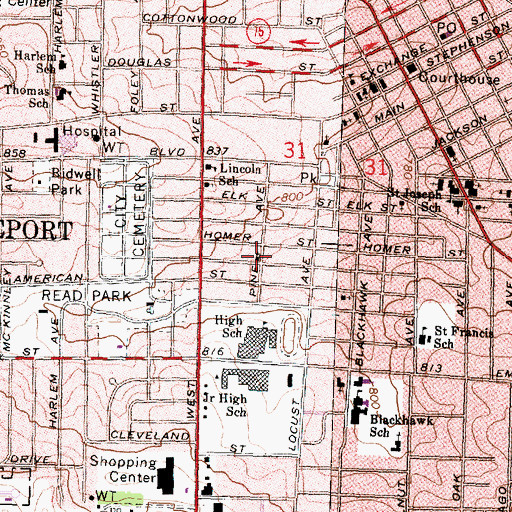 Topographic Map of First Church of the Open Bible, IL