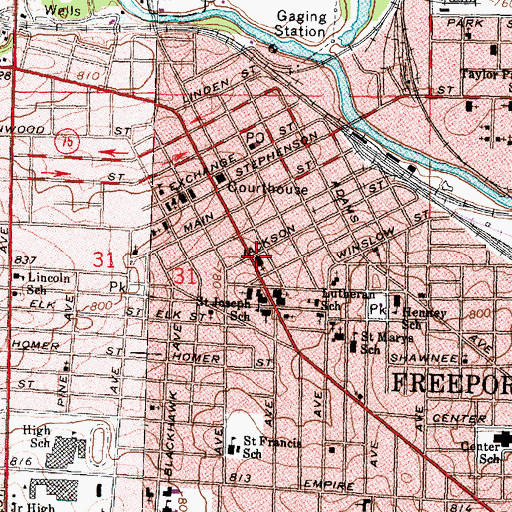 Topographic Map of First English Evangelical Lutheran Church, IL