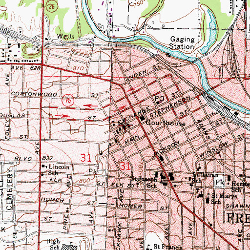 Topographic Map of First Presbyterian Church, IL