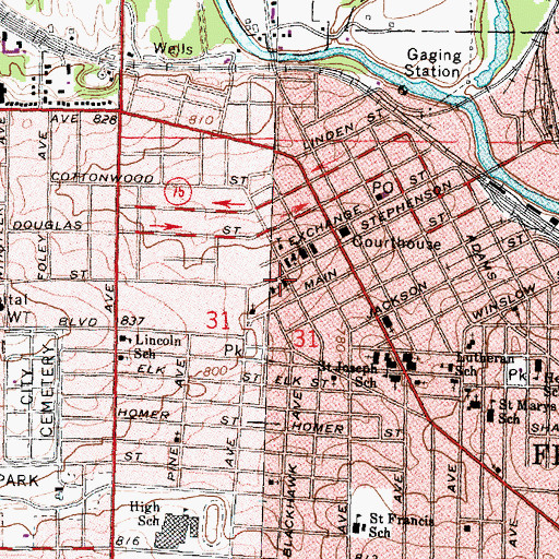 Topographic Map of Grace Episcopal Church, IL