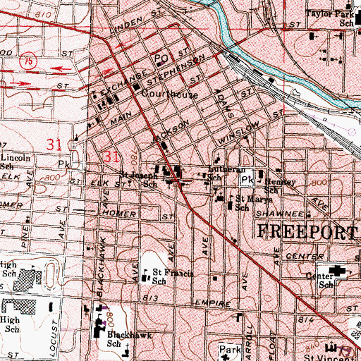Topographic Map of Holy Cross Greek Orthodox Church, IL