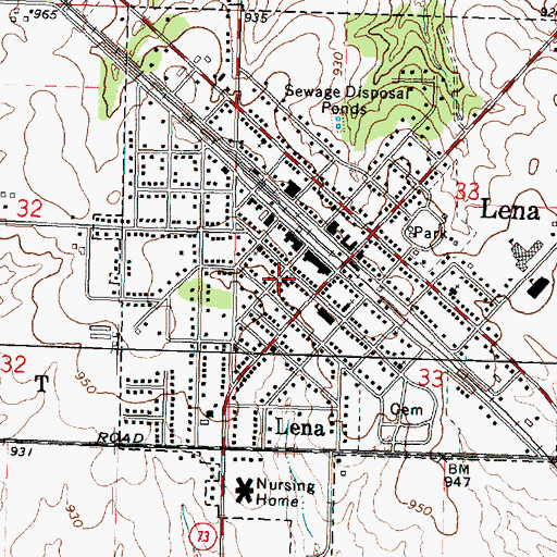 Topographic Map of Lena United Methodist Church, IL