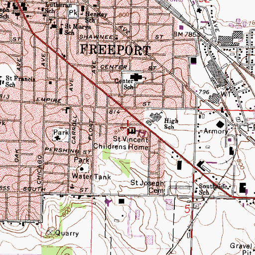 Topographic Map of Saint Josephs Home for the Aged, IL