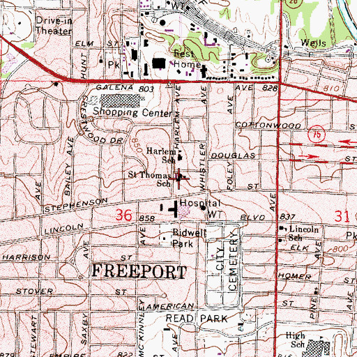 Topographic Map of Saint Thomas Aquinas Church, IL