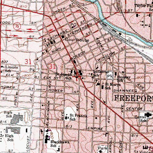 Topographic Map of Second Presbyterian Church, IL