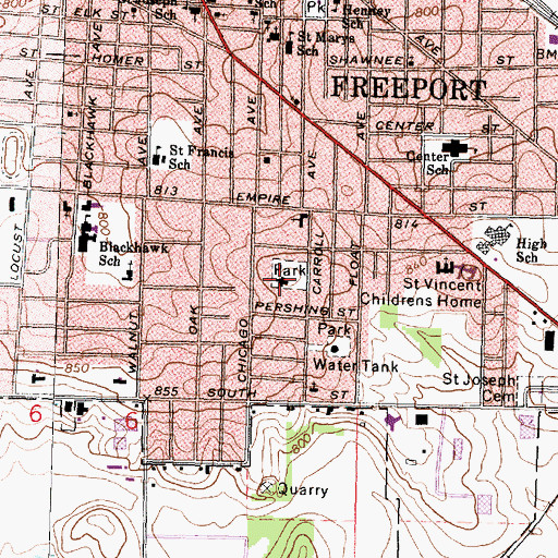 Topographic Map of Stephenson County Historical Museum, IL