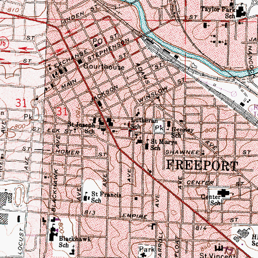 Topographic Map of Trinity Evangelical United Brethren Church (historical), IL