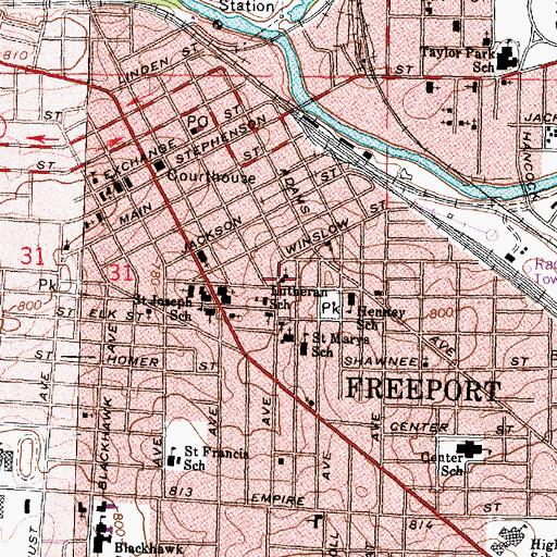 Topographic Map of Zion United Church of Christ, IL