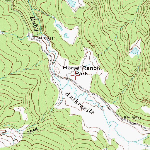 Topographic Map of Horse Ranch Park, CO
