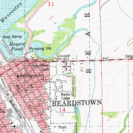 Topographic Map of Oak Grove, IL