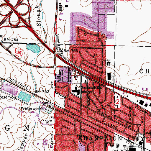 Topographic Map of Garden Hills Park, IL