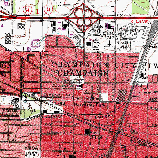 Topographic Map of Hazel Park, IL