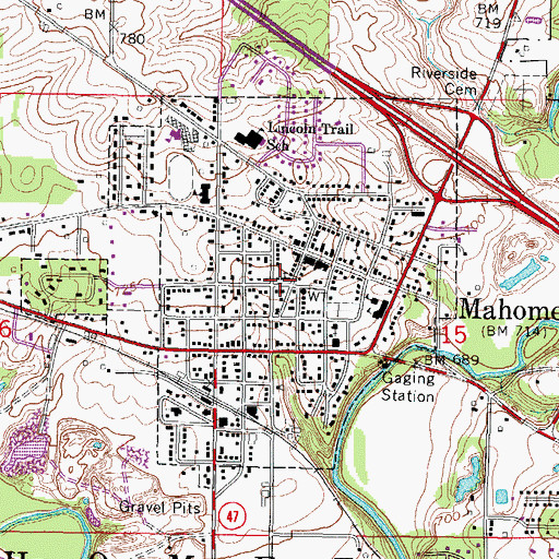 Topographic Map of Mahomet United Methodist Church, IL