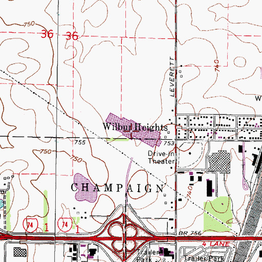 Topographic Map of Market Place Mall Shopping Center, IL