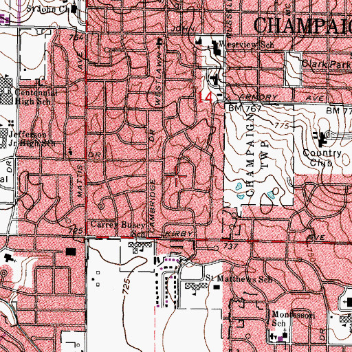 Topographic Map of Mayfair Park, IL