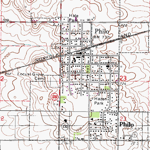 Topographic Map of Philo Presbyterian Church, IL