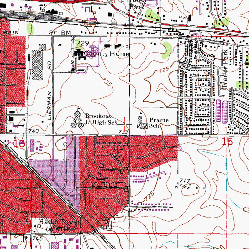 Topographic Map of Prairie Park, IL