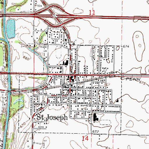 Topographic Map of Saint Joseph United Methodist Church, IL