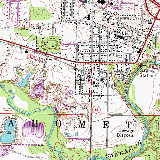 Topographic Map of Sangamon Valley Christian Church, IL