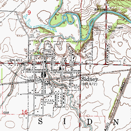 Topographic Map of Sidney Christian Church, IL