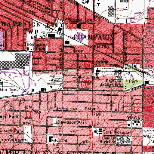 Topographic Map of Willis Park, IL