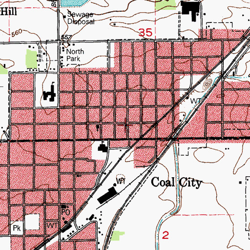 Topographic Map of First Baptist Church, IL