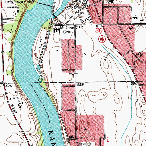 Topographic Map of Church of Christ, IL