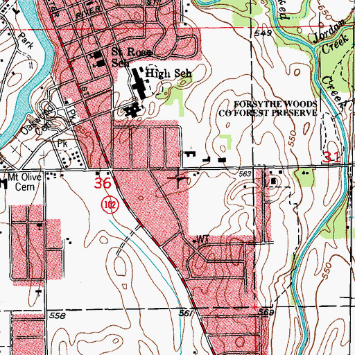 Topographic Map of First United Methodist Church, IL