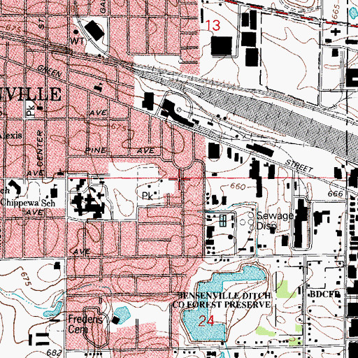 Topographic Map of Calvary Baptist Church, IL