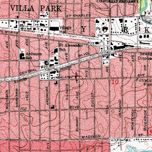 Topographic Map of Calvary United Methodist Church, IL