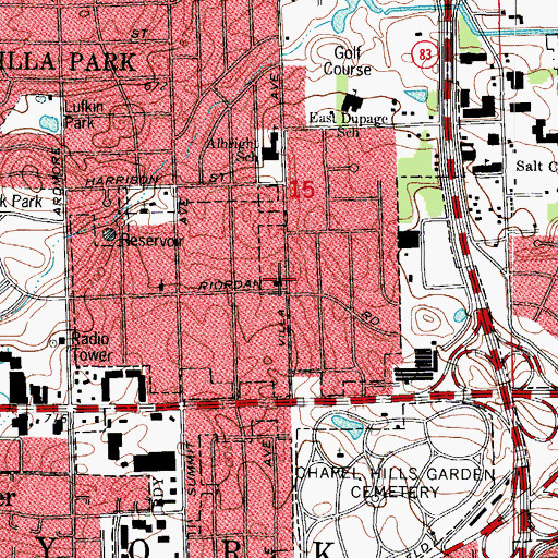 Topographic Map of Christian Church of Villa Park, IL